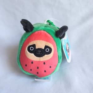 Squishmallows clip 3.5" Prince Watermelon pug dog  stuffed animal
